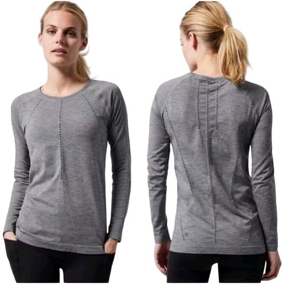ATHLETA Foothill Long Sleeve Nylon Shirt Top Heathered Gray - Women’s Small - Picture 1 of 5